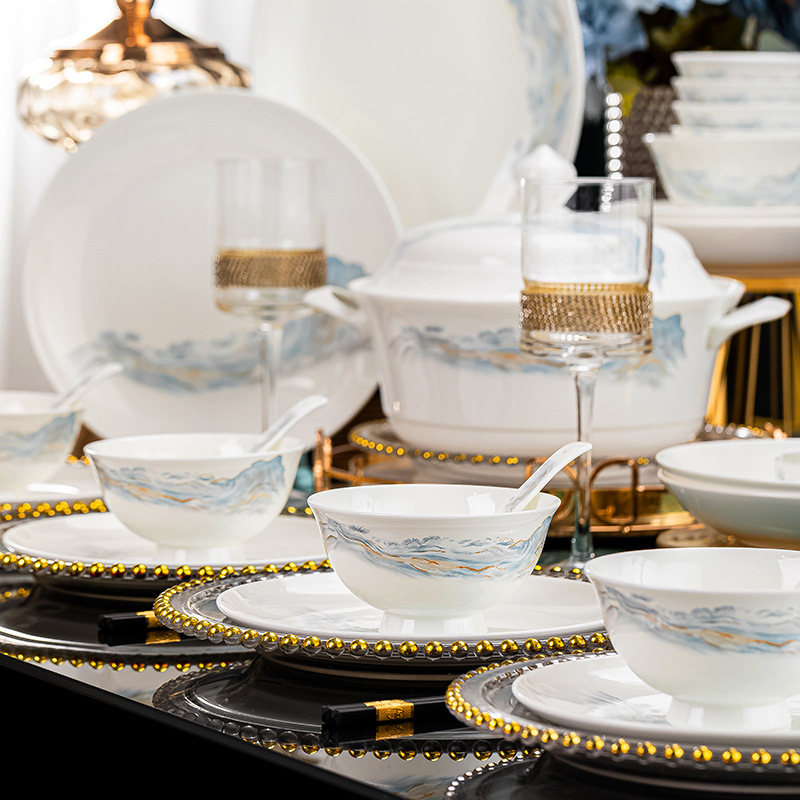 景德镇高端陶瓷餐具2025新款中式碗碟套装家用高级感碗盘活动送礼